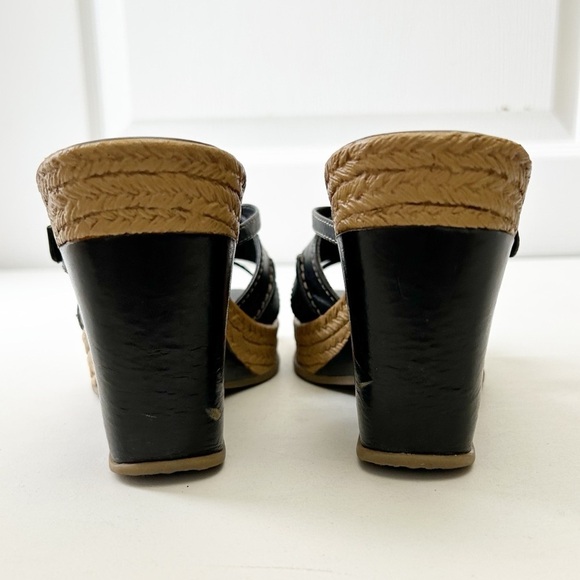 Aldo Black Strappy Wedge Sandals with Espadrille Detail Size 37 - Picture 7 of 16